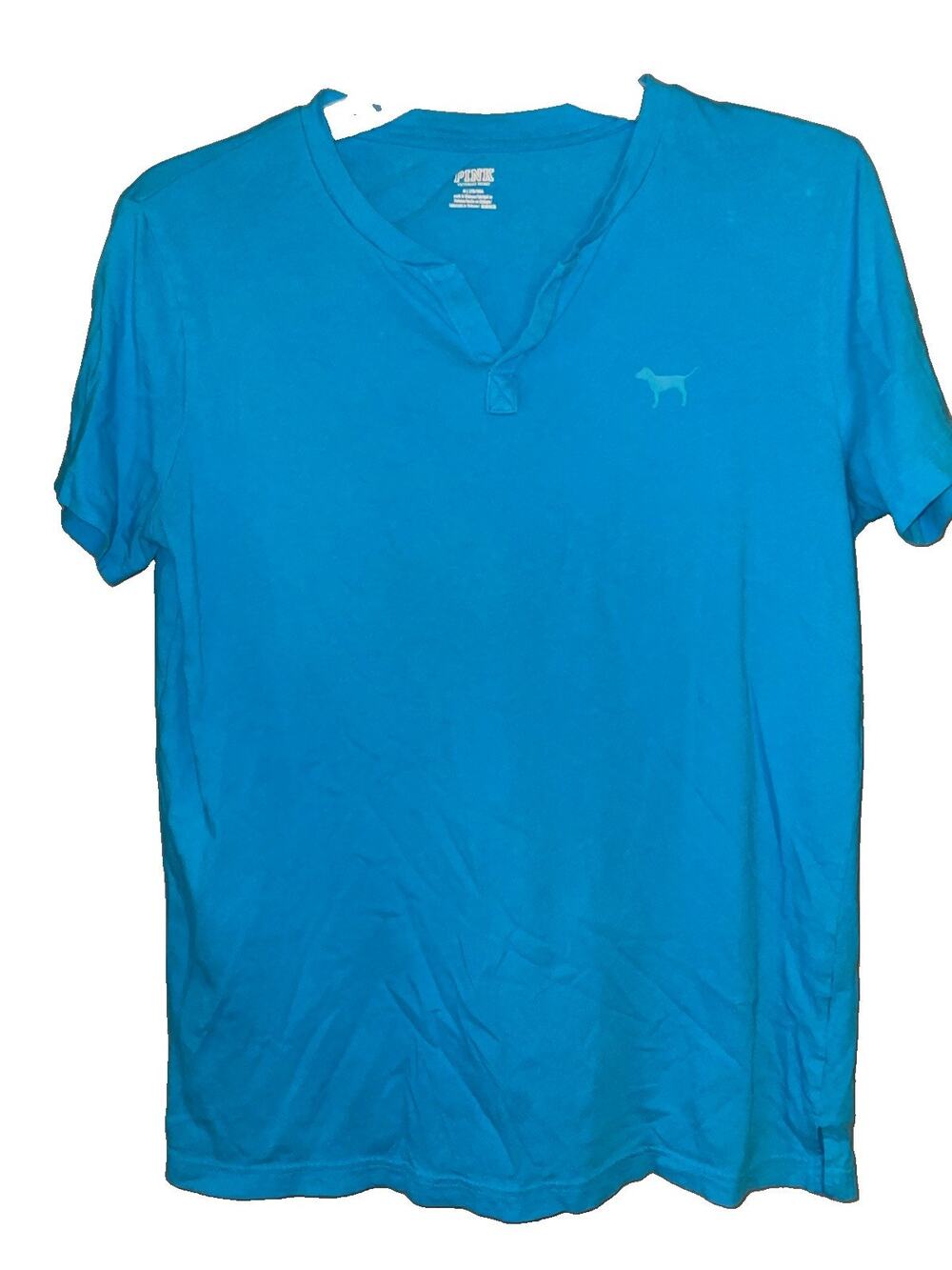 Victoria’s Secret PINK Blue Women’s Short Sleeve 3/4 Button Top Sz M V-Neck